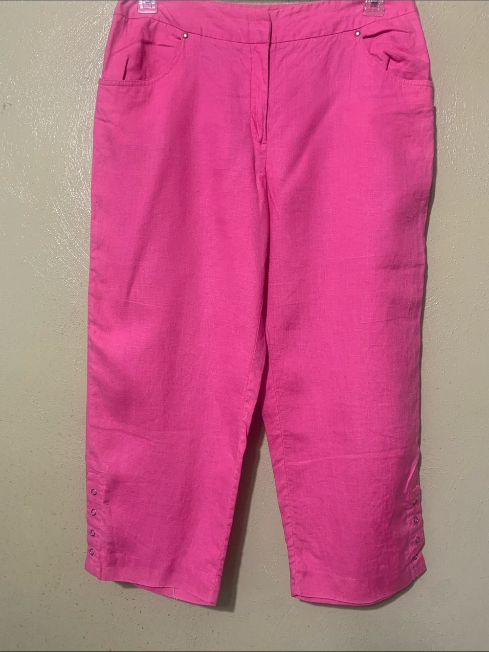 Willi Smith Bright Pink Cropped Linen Pants